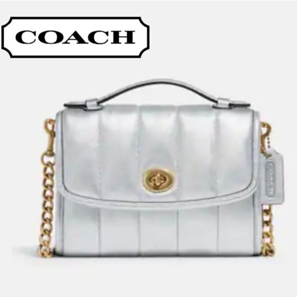 Coach Handbags - RETAIL Coach Metallic Silver Quilted Crossbody